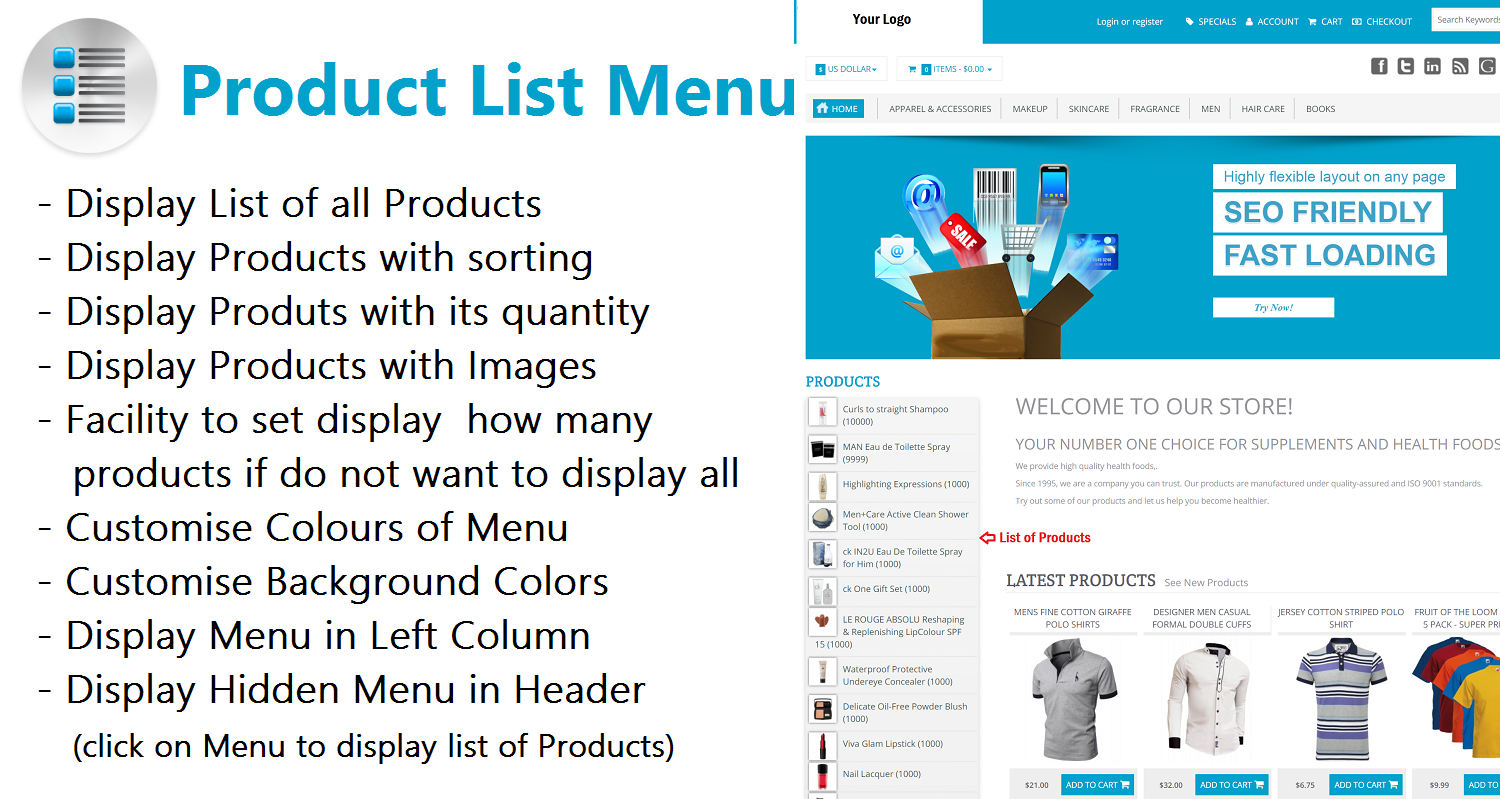 Product List Menu - Vertical