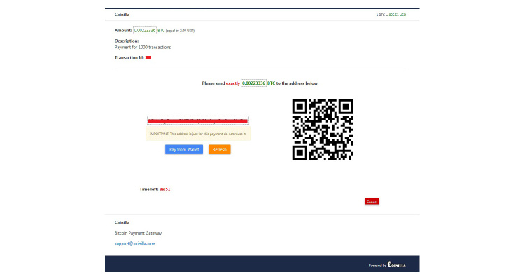 Coinilla Bitcoin Payment Gateway - 
