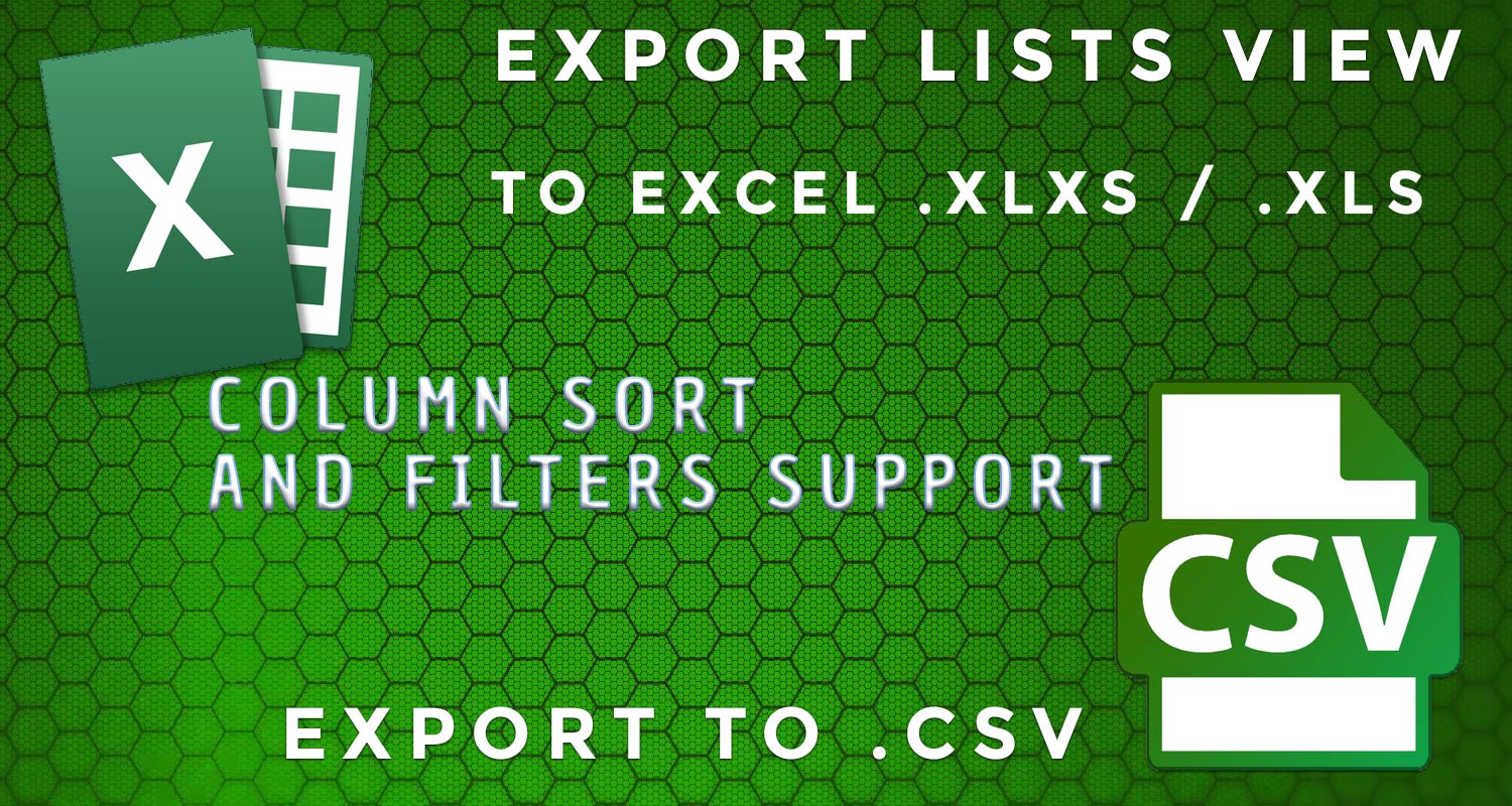 Data Lists Export: XLXS, XLS, CSV Excel
