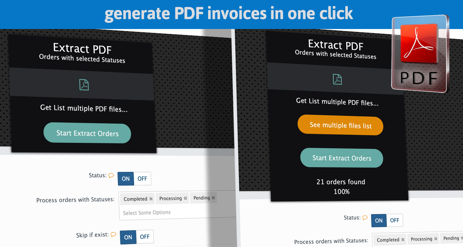 Export orders invoices PDF
